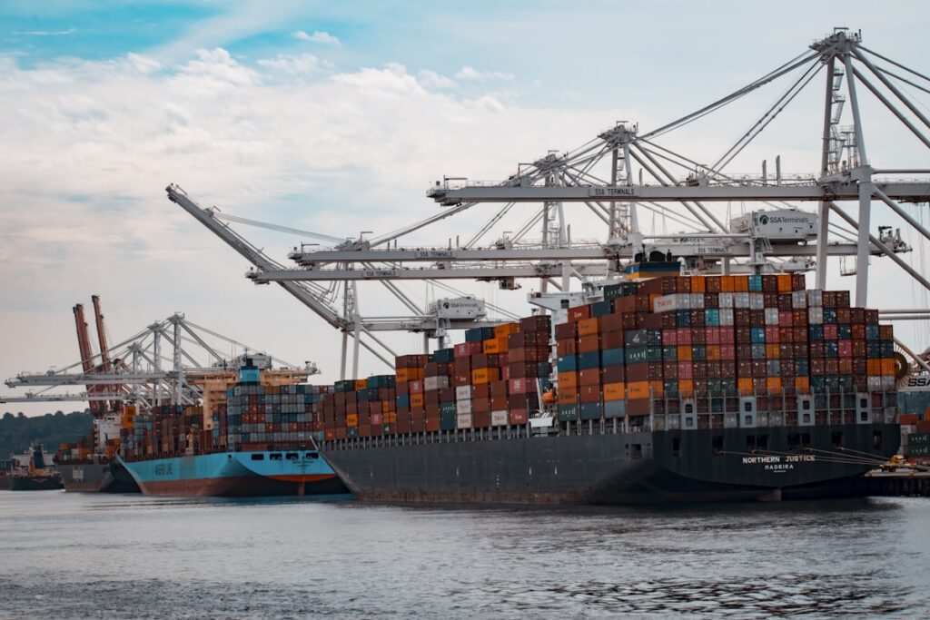 Shipping containers at a port